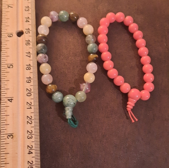 Gemstone mala bead bracelet and acrylic beaded bracelet - Picture 12 of 14